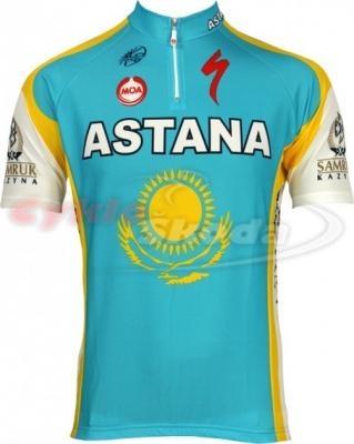 Dres krátký rukáv krátký zip profi týmu ASTANA 2010