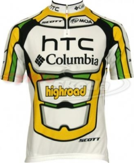 Dres krátký rukáv krátký zip profi týmu HTC COLUMBIA 2010